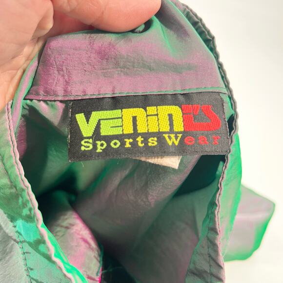 vintage men's unisex quarter zip windbreaker duo chrome green purple one size - Picture 3 of 6